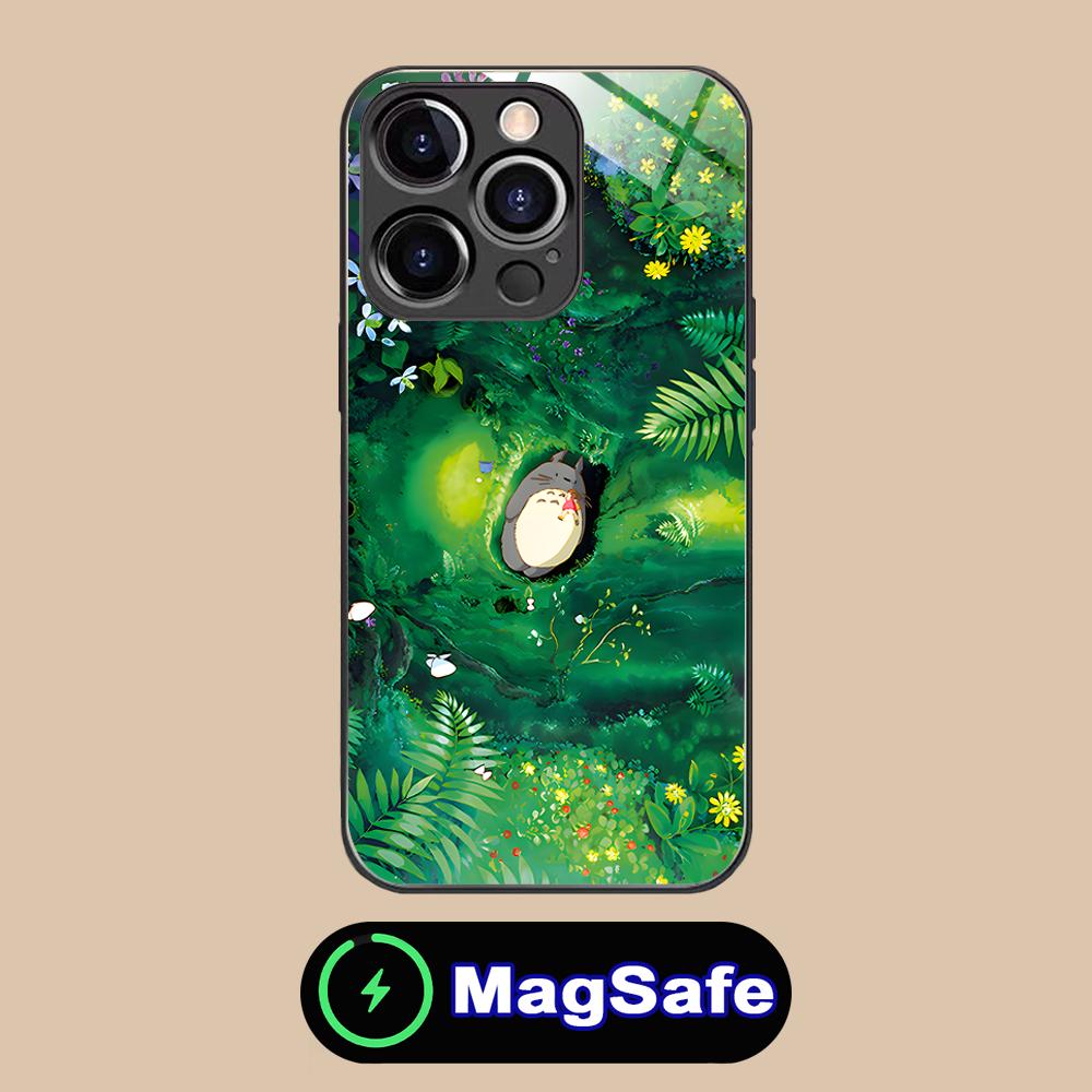 Аниме Милый S-Тоторо Чехол для Телефона для iPhone 16 15 14 13 12 11 Pro Max Plus Mini MagSafe Стекло Цветная Печать Красивый Смартфон