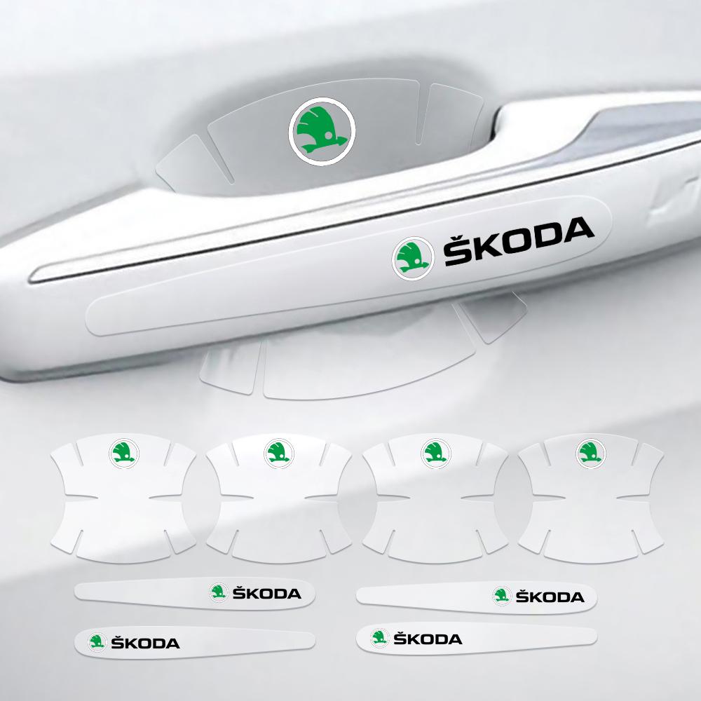 ksbha9 4/8Pcs Car Door Handle Transparent Door Bowl Protection Stickers For Skoda Kodiaq Karoq Rapid VRS Yeti Fabia Octavia 3 2 a5 a7