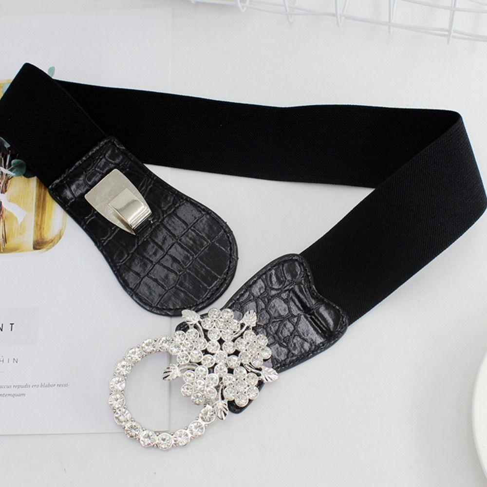 Эластичный пояс-корсет с эластичной вставкой для талии, женский пояс для платья, кушак, поясная лента с хрустальной пряжкой, широкие резинки для юбки