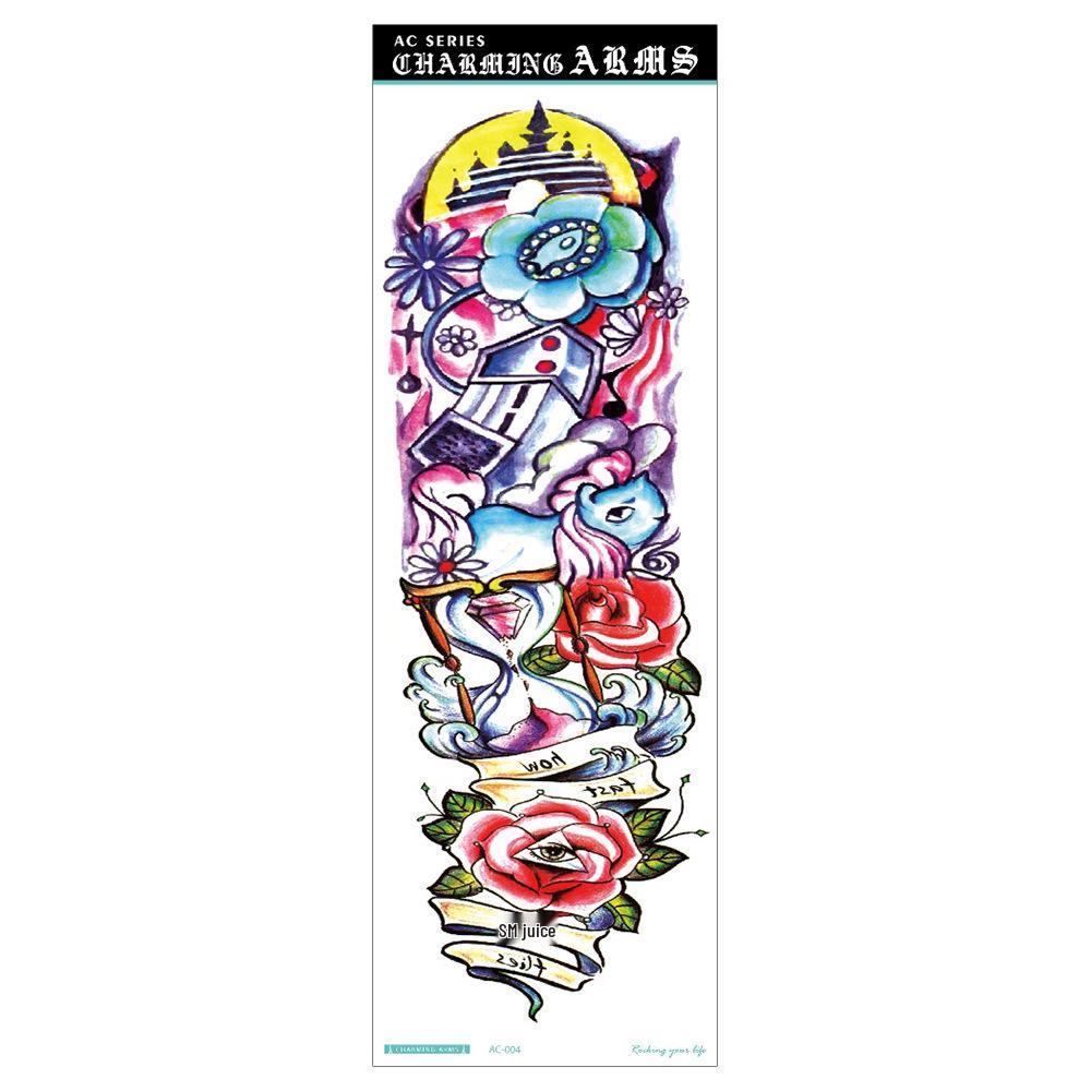 Waterproof Full Arm Tattoo Sticker - Trendy Floral Design