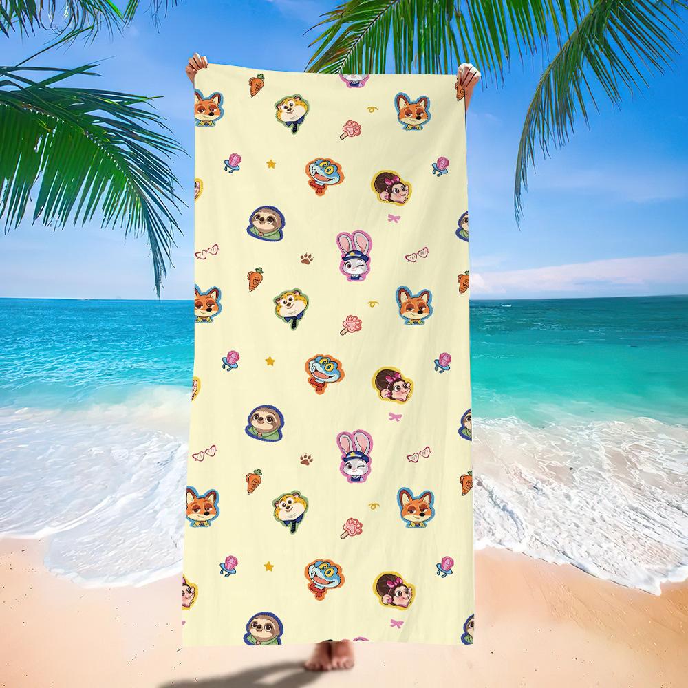 Zootopia Beach Towel Microfiber Bath Towel Kids Cartoon Week Judy Nick Quick Dry Towel