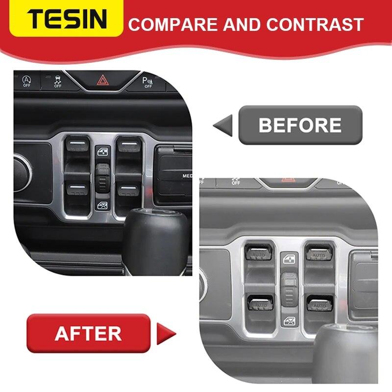 Window Lift Switch Button Decoration Cover Trim for Jeep Wrangler JL Gladiator JT 2018 Car Accessories