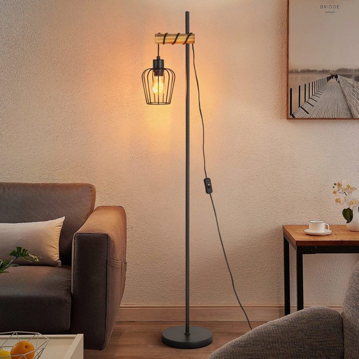 Lampadaire - NETTLIFE - 152 cm - Métal noir - Douille E27 - Style Scandinave Moderne