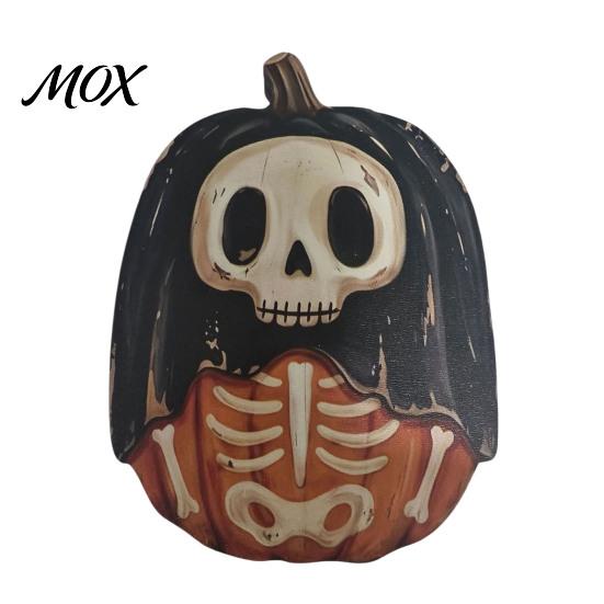 Textured Wood Craft Ornaments Halloween Wooden Ornaments, Distressed Pumpkin/Cat Decorations, Desktop & Wall Premium Solid Art Decors for Autumn