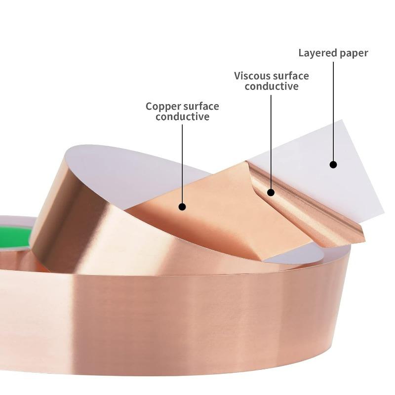 20M Copper Foil Tape Single-Sided Conductive Repair Adhesive Tape Repellent Shield Strip for for Guitar EMI Shielding CraftsPinstriping Tape 3