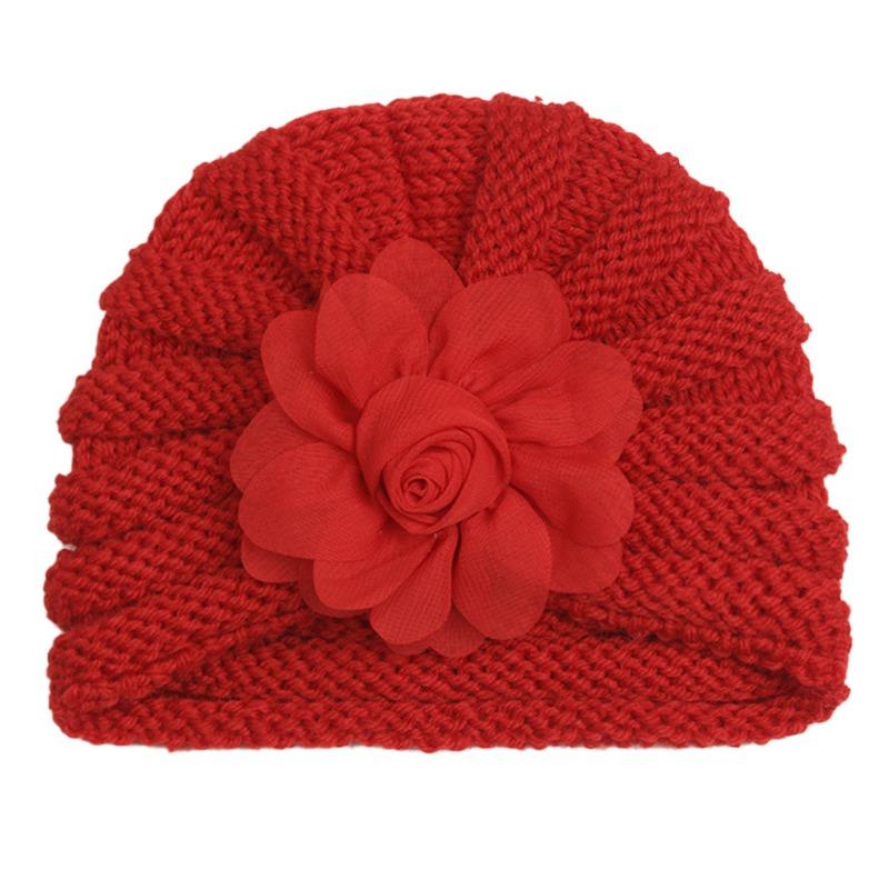Autumn and Winter New Baby Wool Flower Hat, Children's Warm Flower Pullover Hat, Baby Hat