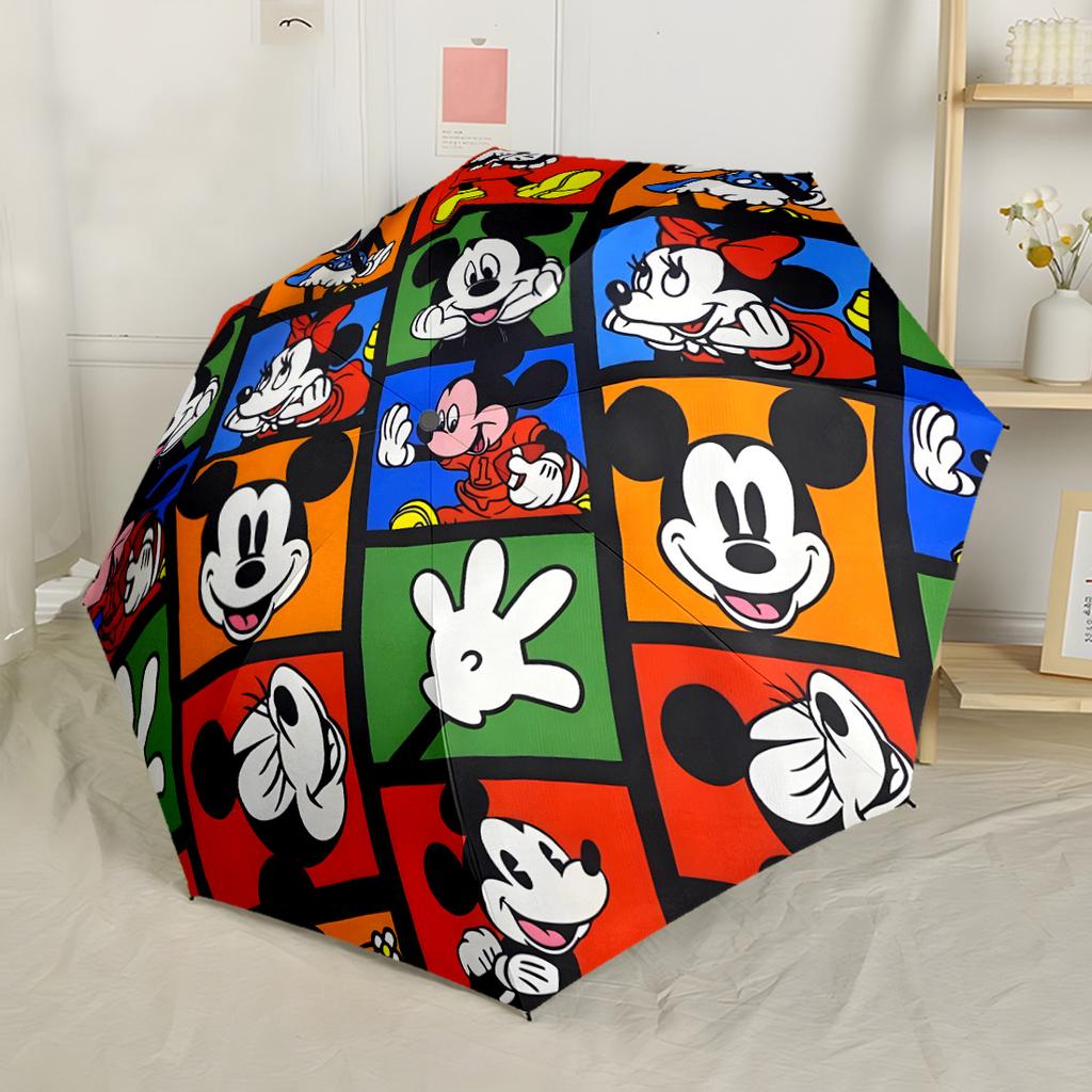 Mickey Mouse Party Decorations Automatic Umbrella Compact 8-Rib Lightweight Durable Travel Essential Outdoor Accessory
