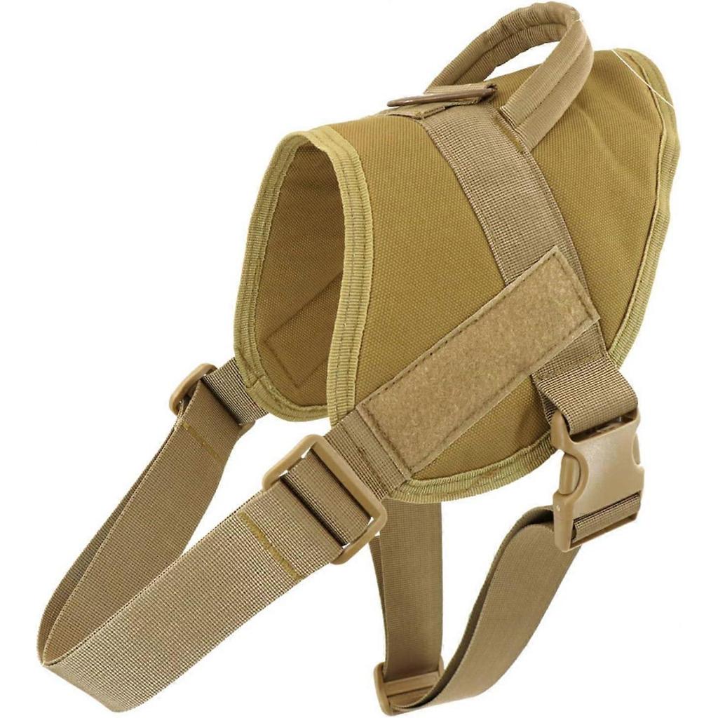 Tactical Dog Harness For Large Dogs, Adjustable Vest With Handle, Heavy-Duty Metal Hook, Neck 45-55 Cm, Yellow