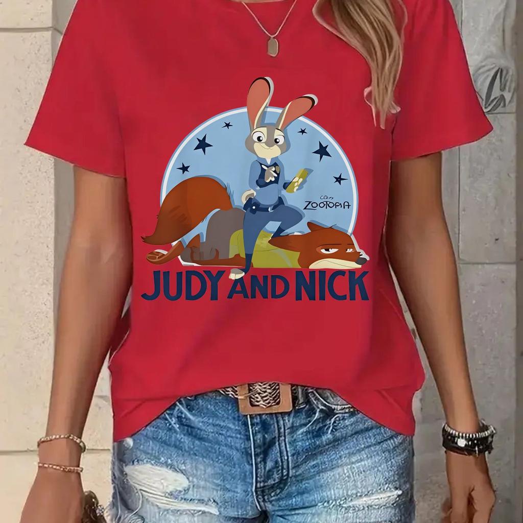 Judy and Nick Womens Loose Cotton Tshirt Zootopia Judy HoppsNick Wilder Pattern