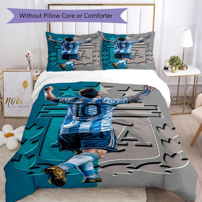 Football Messi Bed Linen Set Perfect for Playroom Soft Fabric Christmas Gift