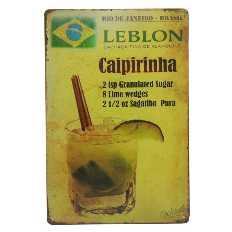 Классические рецепты коктейлей, металлические жестяные вывески Caipitinha Cosmopolitan Blue Lagoon Bahama Mama, Bloody Mary, настенный декор, доска в стиле ретро-паб