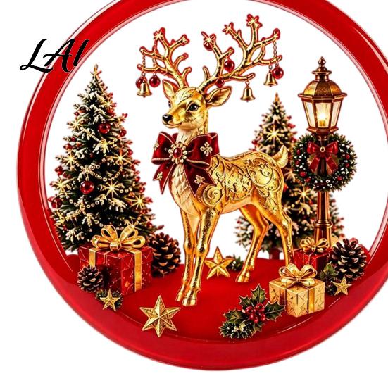 Seasonal Hanging Ornaments for Holidays 2D Flat Acrylic Christmas Ornaments Decorative Holiday Tree Decorations Bright Colored with Lanyard