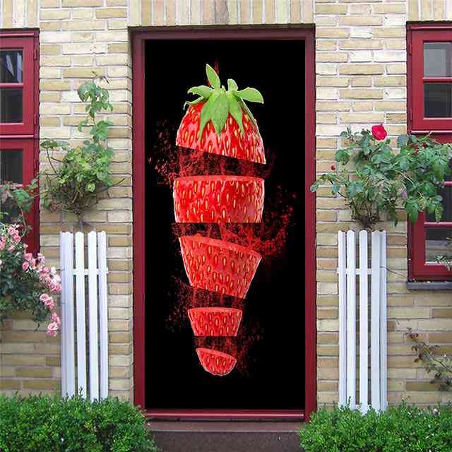 Картина маслом, наклейки на дверь, цветок, простые абстрактные линии, бамбуковые обои на холодильник для гостиной, домашний декор, художественная наклейка для спальни