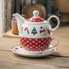 Заварной чайник из костяного фарфора 250 мл с чашкой, набор для заваривания чая, высококачественная парная керамическая кружка, кофейные чашки с блюдцем, подарок на Рождество, Хэллоуин