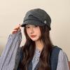 Берет Женский Ретро Повседневный Универсальный Литературный Шляпа Художника Корейский Стиль Плиссированная Пуговица Подчеркивающая Лицо Маленькая Восьмиугольная Шляпа Большой Обхват Головы