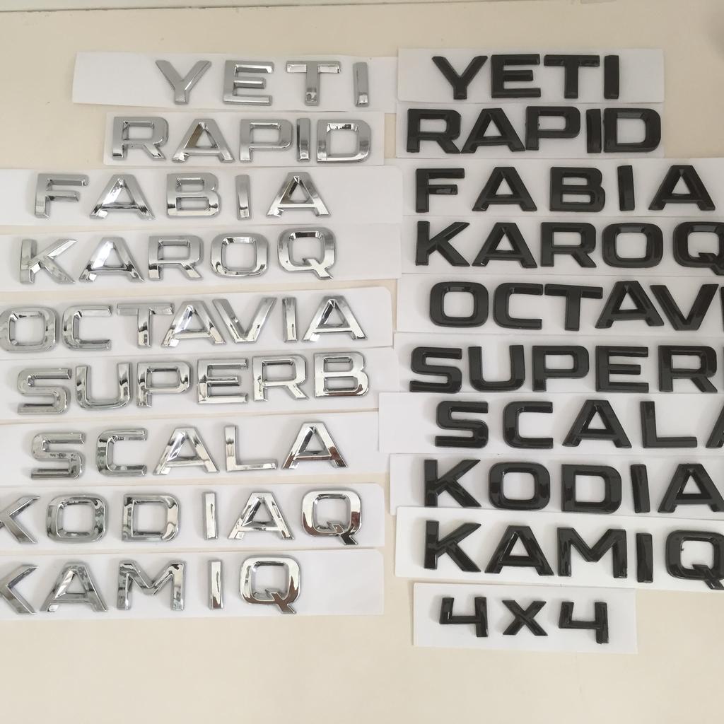 Mqcyf7 1 шт. 3D ABS Отличная Octavia KODIAQ RAPID FABIA KAMIQ KAROQ YETI 4x4 автомобиль Буквенный знак Задний багажник Наклейки Шильдик наклейка Наклейка