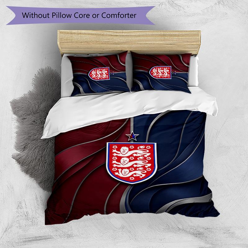 England Football Printed Bedding 3 Piece Set Cozy Breathable Bed Cover Set as Housewarming Holiday Gift
