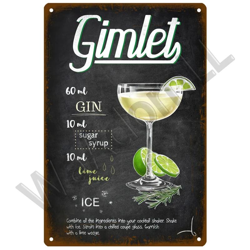 Tin Sign Decor Cocktail Metal Sign Plaque Metal Plate Vintage Iron Poster Wall Art Painting For Pub Club Man Cave Bar Decoration