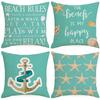 Summer Ocean Blue Pillow Cover Starfish Sea Anchor Pillow Cushion Cover