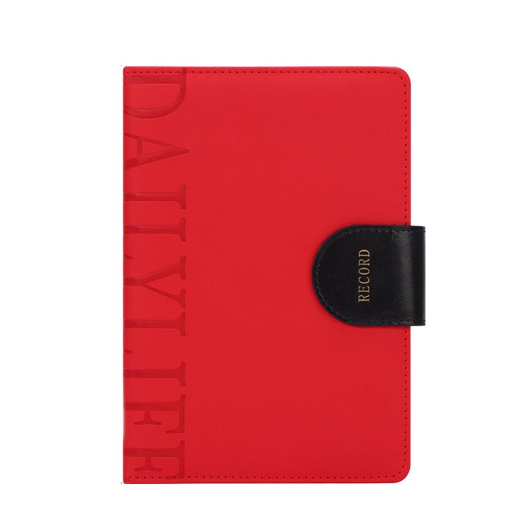 A5 Thick Leather Business Notebook, Buckle Office Notepad, Meeting Record Book, Travel Log, Diary, Student Notebook, Excerpt Book