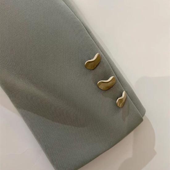 Women Suit Coat Lapel Long Sleeve Solid Color Casual Suit Jacket Loose Fit Double Breasted Basic