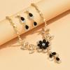 3PCS Rhinestone Earrings Shining Necklace Wedding Party Crystal Jewelry Set  Women