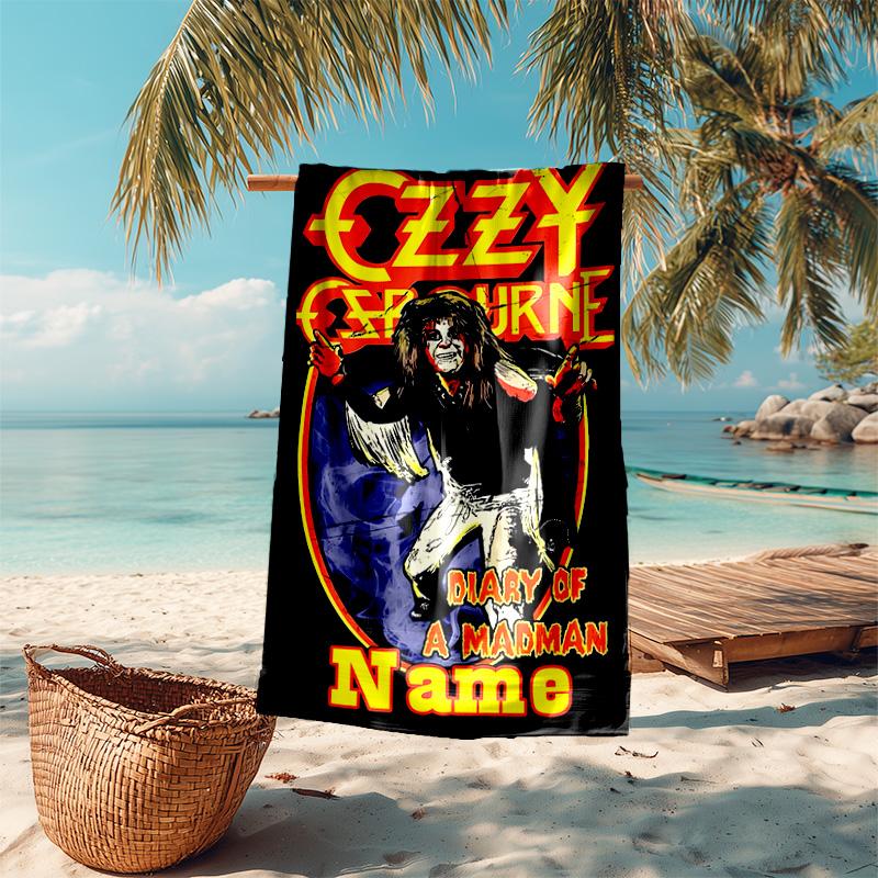 Personalized customized proof beach towel with rock Ozzy Osbourne pattern - soft, absorbent,quick-drying,perfect swimming,camping&bathing