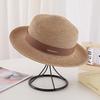 Новая французская соломенная шляпа с плоским верхом женская большой обхват головы прибрежный пляжный топ-шляпа плетеная солнцезащитная шляпа летняя