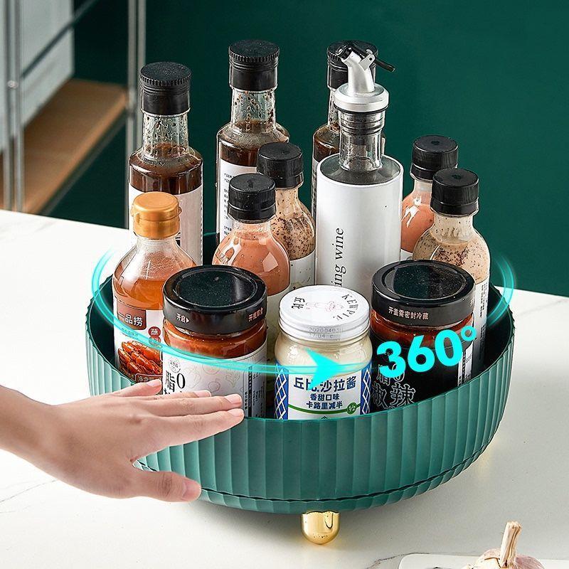 Вращающийся на 360° рабочий стол для спальни, шкаф для хранения косметики, органайзер для кухонной полки для специй, контейнер для хранения, кухонный поворотный стол, поднос на колесиках