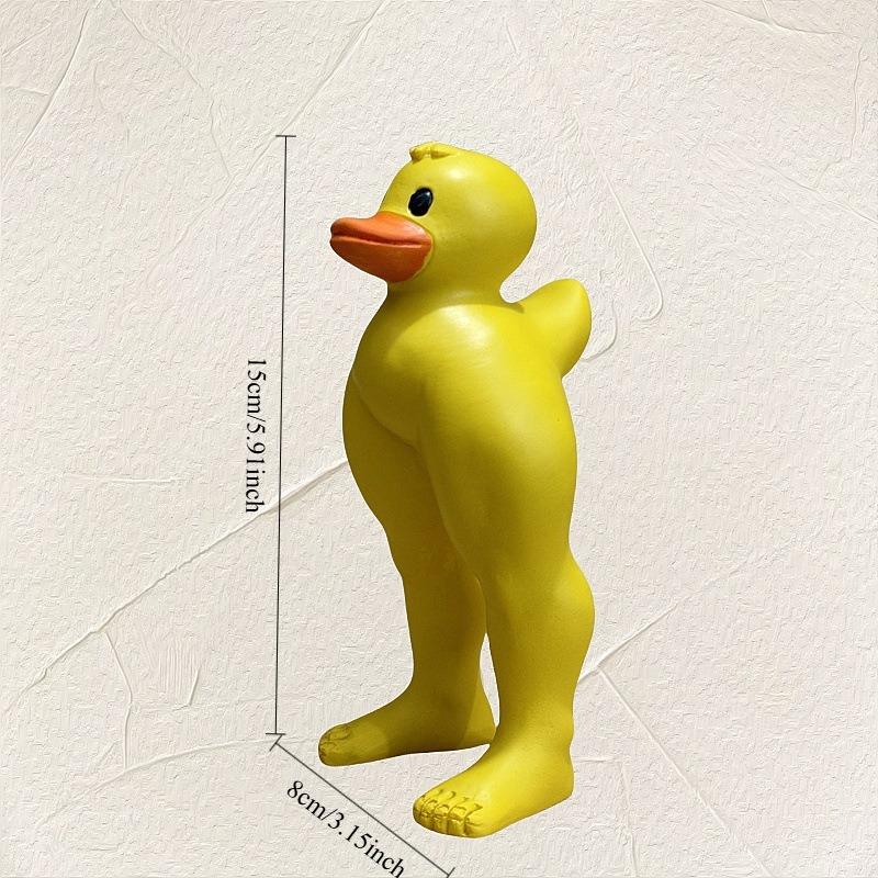 Funny Muscle Duck Statue Resin Craft Mini Figurine Home Desktop Decor