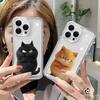 Милый Мультяшный Кот Чехол для Телефона для iPhone 16 Pro Max 15 14 13 12 11 Pro Max Mini X XS XR 7 8 16 Plus Ударопрочный Прозрачный Задний Чехол