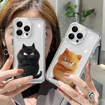 Милый Мультяшный Кот Чехол для Телефона для iPhone 16 Pro Max 15 14 13 12 11 Pro Max Mini X XS XR 7 8 16 Plus Ударопрочный Прозрачный Задний Чехол