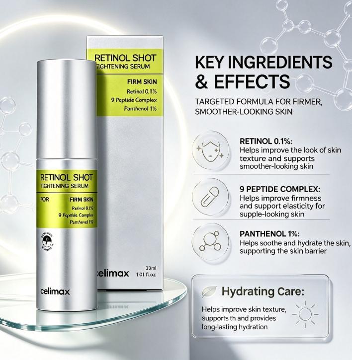 CELIMAX Сыворотка с ретинолом для подтяжки кожи Retinol Shot 30 мл * 4 шт.