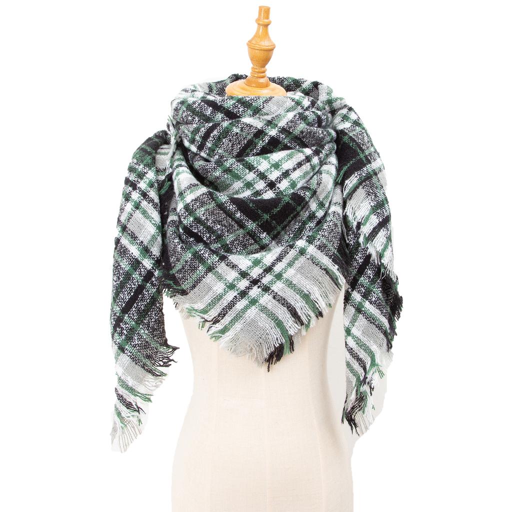 Spring Autumn Winter Shawl Ladies Plaid Triangle Scarf