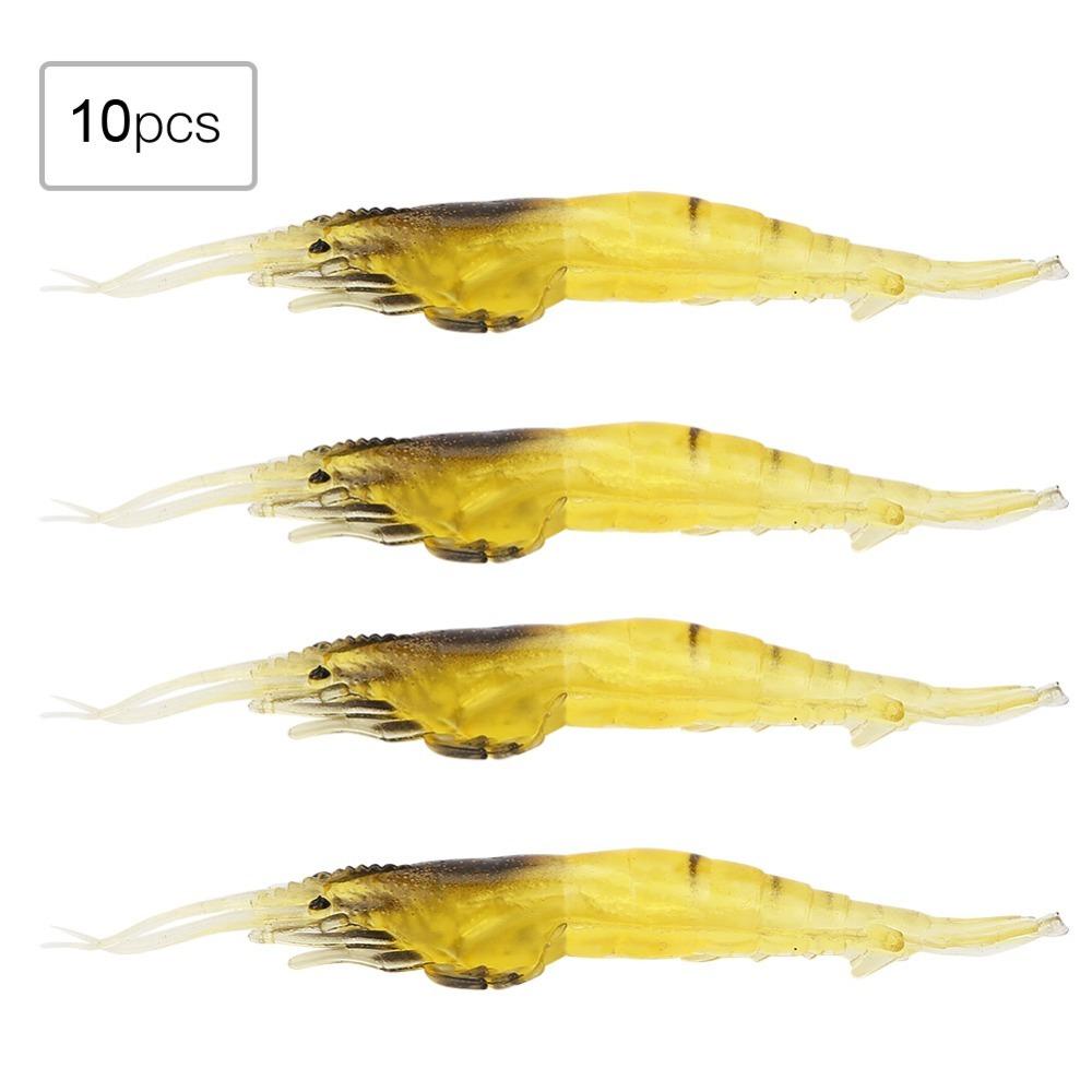 10PCS PVC Shrimp Lures Soft Fishing Lures Durable Shrimp Baits Bass Fishing