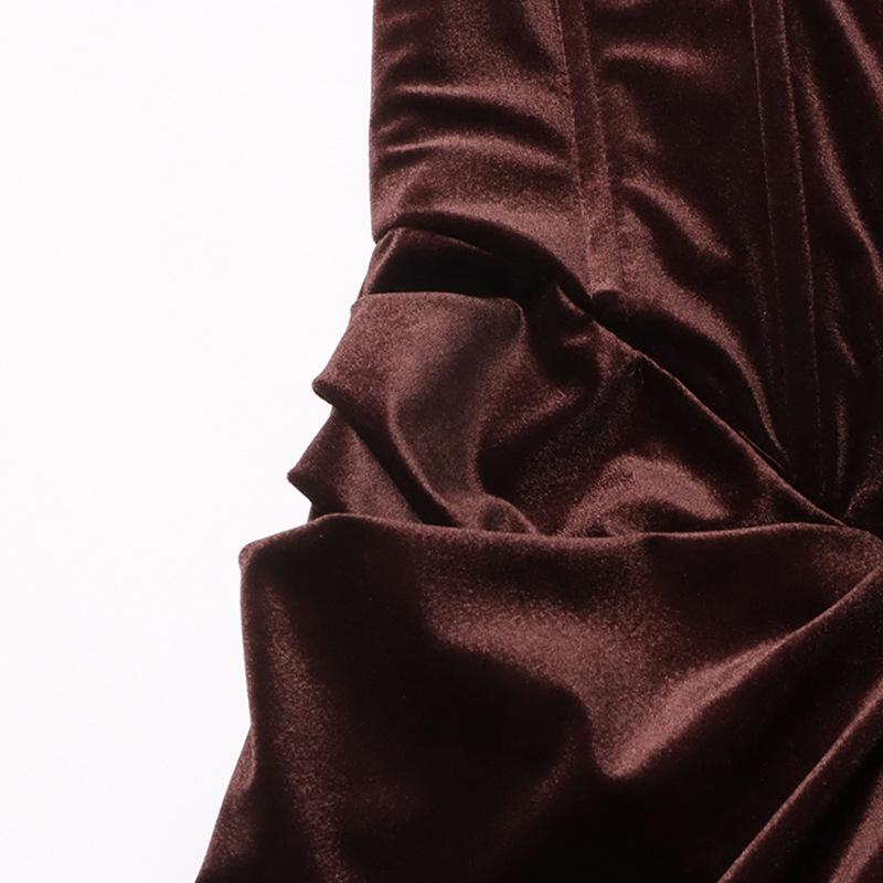 Платье из двух частей из искусственного бархата с переплетением: Весна 2025 г. Утягивающий длинный рукав для женщин