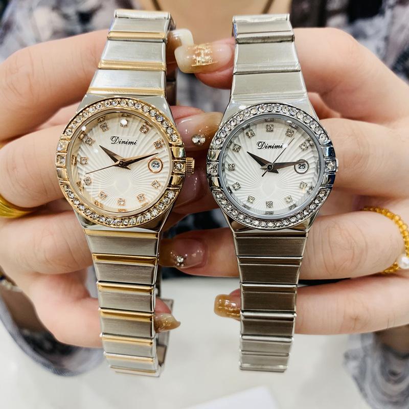 Watch Ladies Temperament Business Diamond Watch High Value Delicate Light Luxury Calendar Steel Belt Women'S Watch