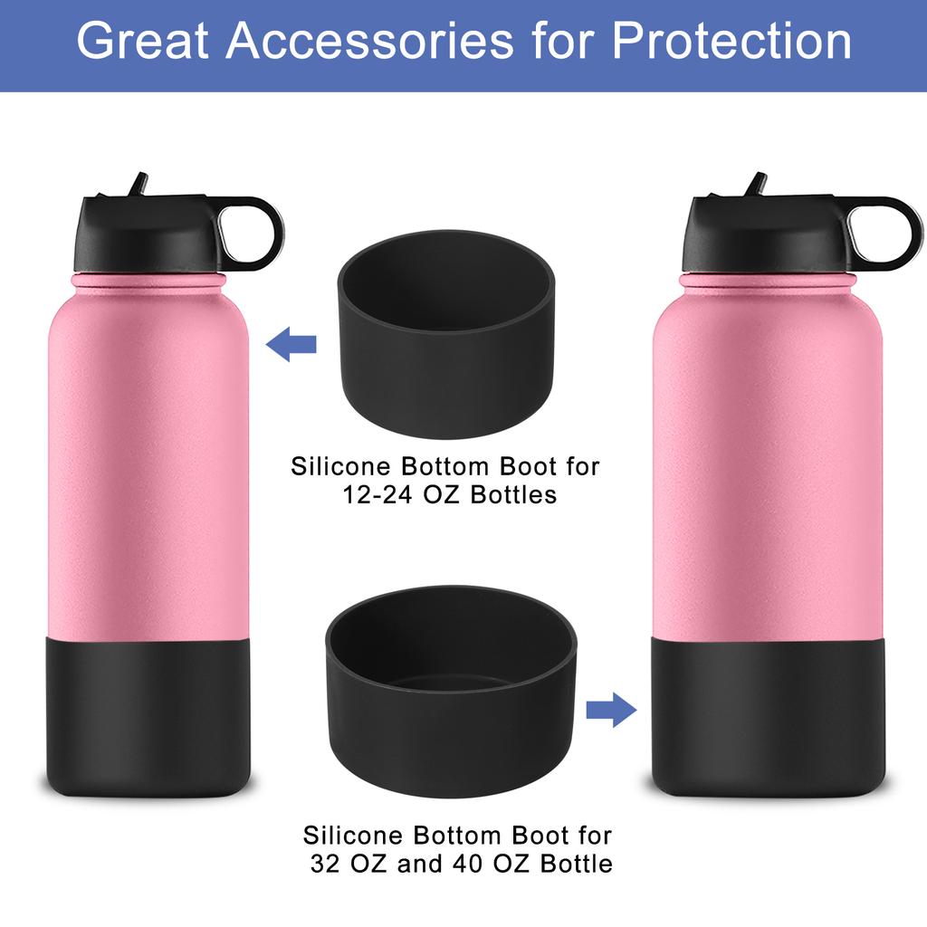 2pcs Protective Silicone Boot Sleeve for 12-24 oz Water Bottle Bottom Silicone Anti-Slip Sleeve Cover Irregular Shape Cup