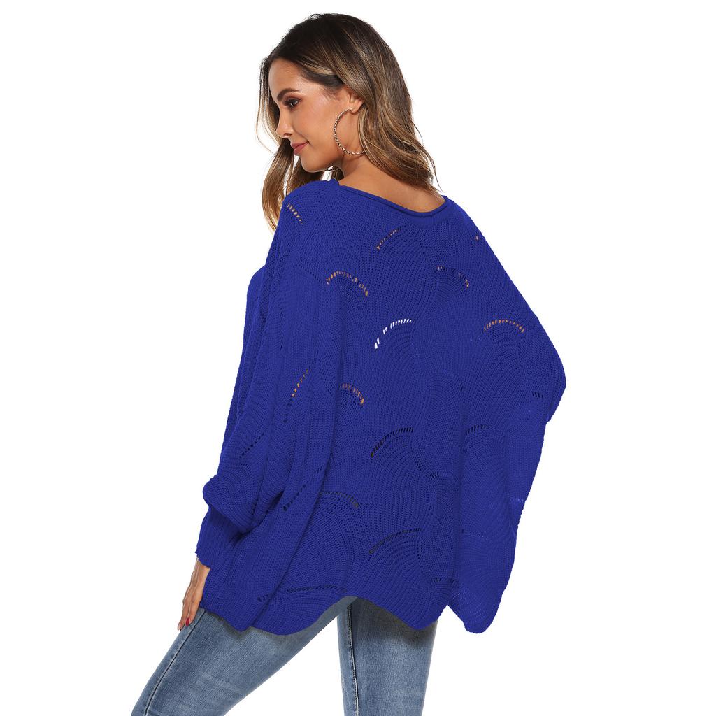 Осенне-зимний женский асимметричный свободный свитер с рукавами-фонариками «летучая мышь»