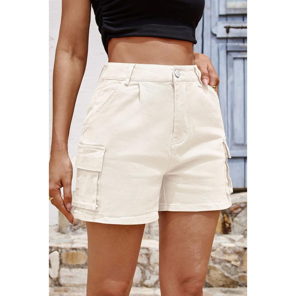 Женские джинсовые повседневные удобные однотонные рабочие шорты с несколькими карманами, уличные шорты с индивидуальностью для женщин