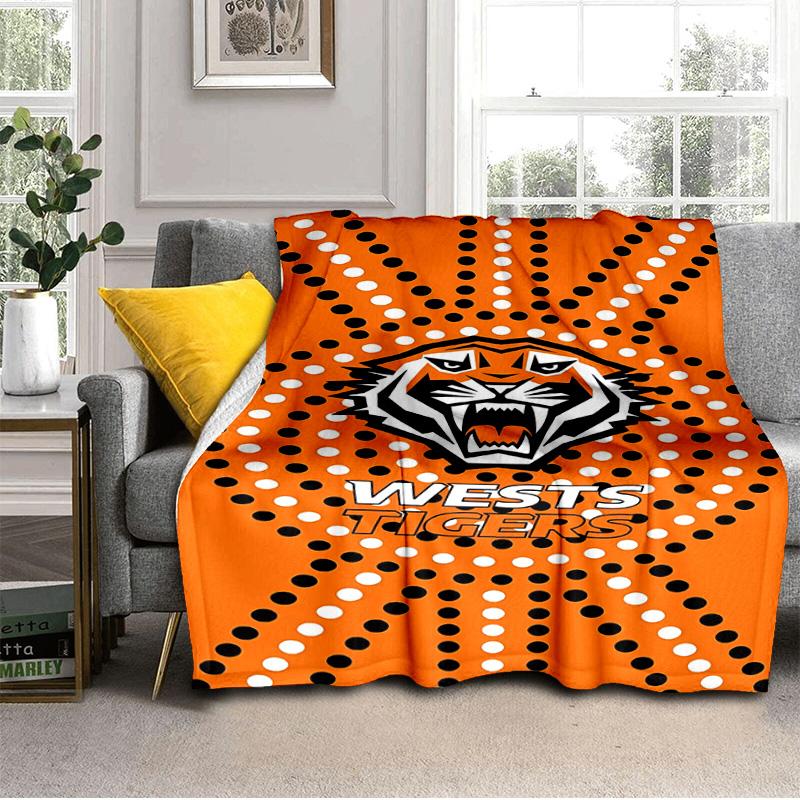 Плед Wests Tigers Roar Strength And Pride Подходит для диванов, кроватей, офисов и кемпинга - Идеальный подарок на Хэллоуин, Рождество
