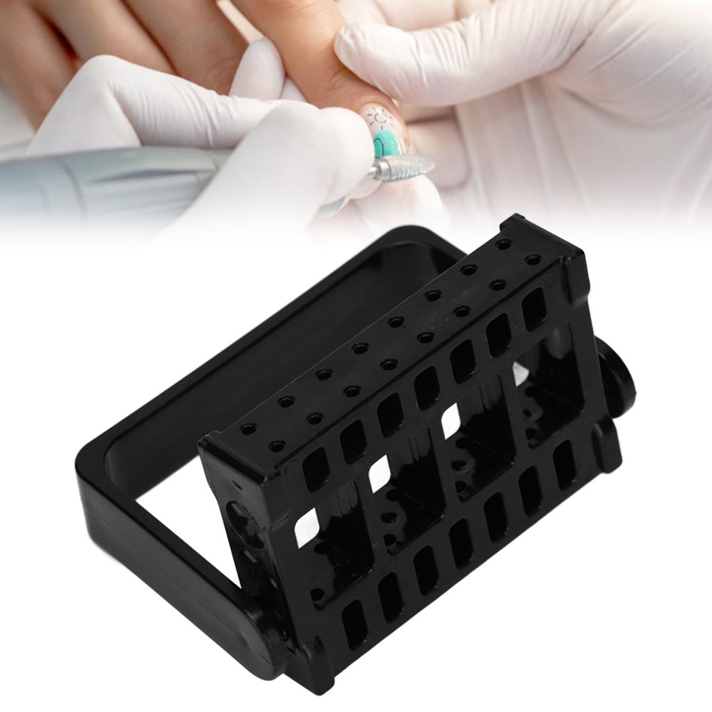 Nail Art Drill Bit Holder Exhibition Stand 16 Holes Nail Art Tools Display Organizer Rack Nail Salon AccessoryBlack
