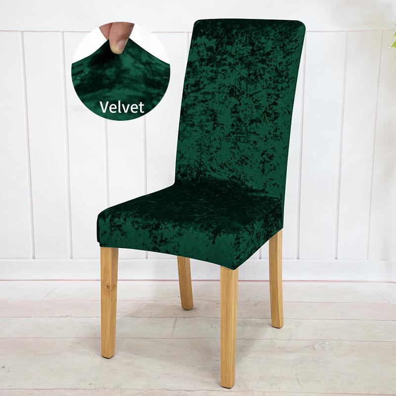 Universal Elastic Velvet Dining Chair Cover Slipcover for Kitchen Wedding Banquet Hotel Seat Protection