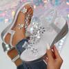 2025 Summer New Foreign Trade Large Size Platform Sandals Rhinestone Flower Open-toed Wedges High Heels Women's Shoes
