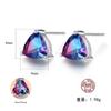Серьги Braizl Stone Серебряные серьги-гвоздики с сокровищами S925 Серебряные блестящие серьги из натурального радужного камня женские