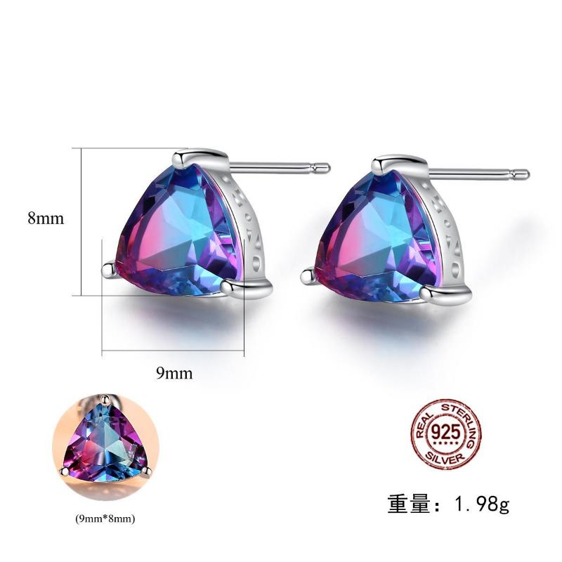Серьги Braizl Stone Серебряные серьги-гвоздики с сокровищами S925 Серебряные блестящие серьги из натурального радужного камня женские