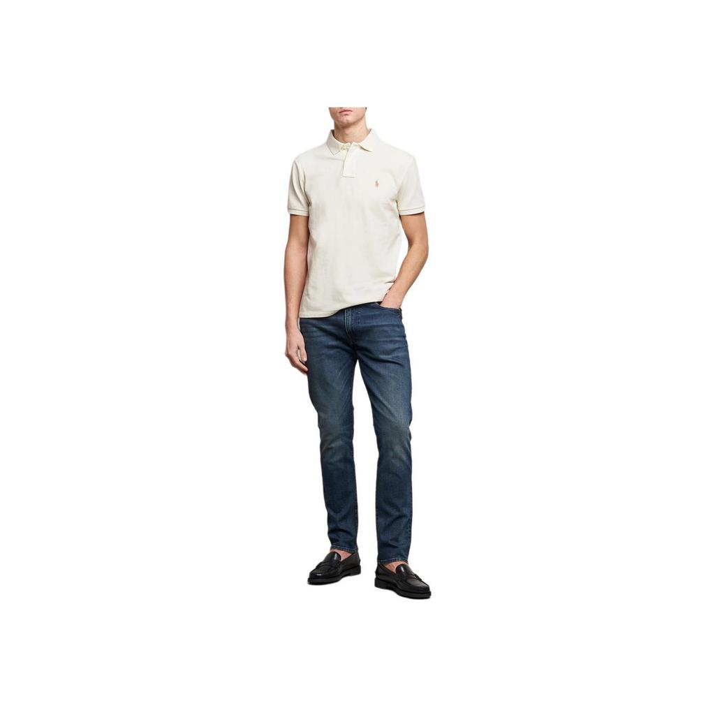 Polo Ralph Lauren Logo Вышитый Slim Fit Прямой покрой Рубашка поло с коротким рукавом Мужские топы Бежевый 710557752-031