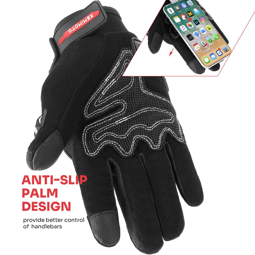 KEMIMOTO CE Summer Moto Gloves Touch Screen Sports Luvas Motorcycle Protective MTB Guantes Gloves For Men Women Black