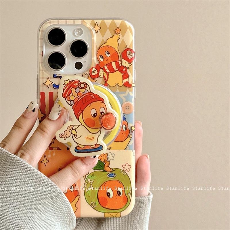 Green Apple Magnetic Candy Star Man's Nose Turning for IPhone16promax Apple 15 Mobile Case 14
