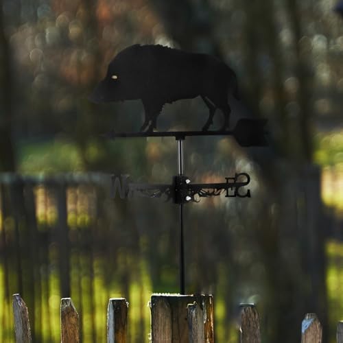 Gatuida Wild Boar Weather Vane Metal Garden Decor Wind Direction Indicator Outdoor Yard Stake